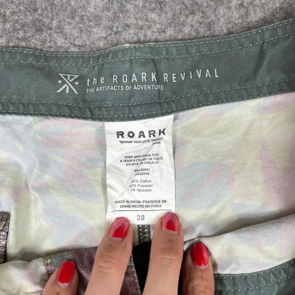 Roark Revival Board Shorts Mens 38 Green Botanical Camo Drawstring Swim Trunks